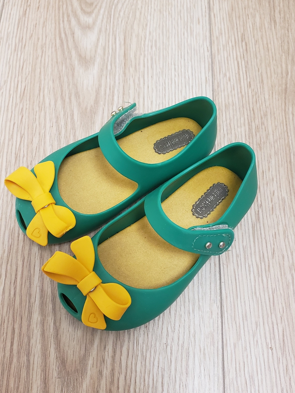 Mini Melissa Mary Jane Dress Shoes with Yellow Bow Accent